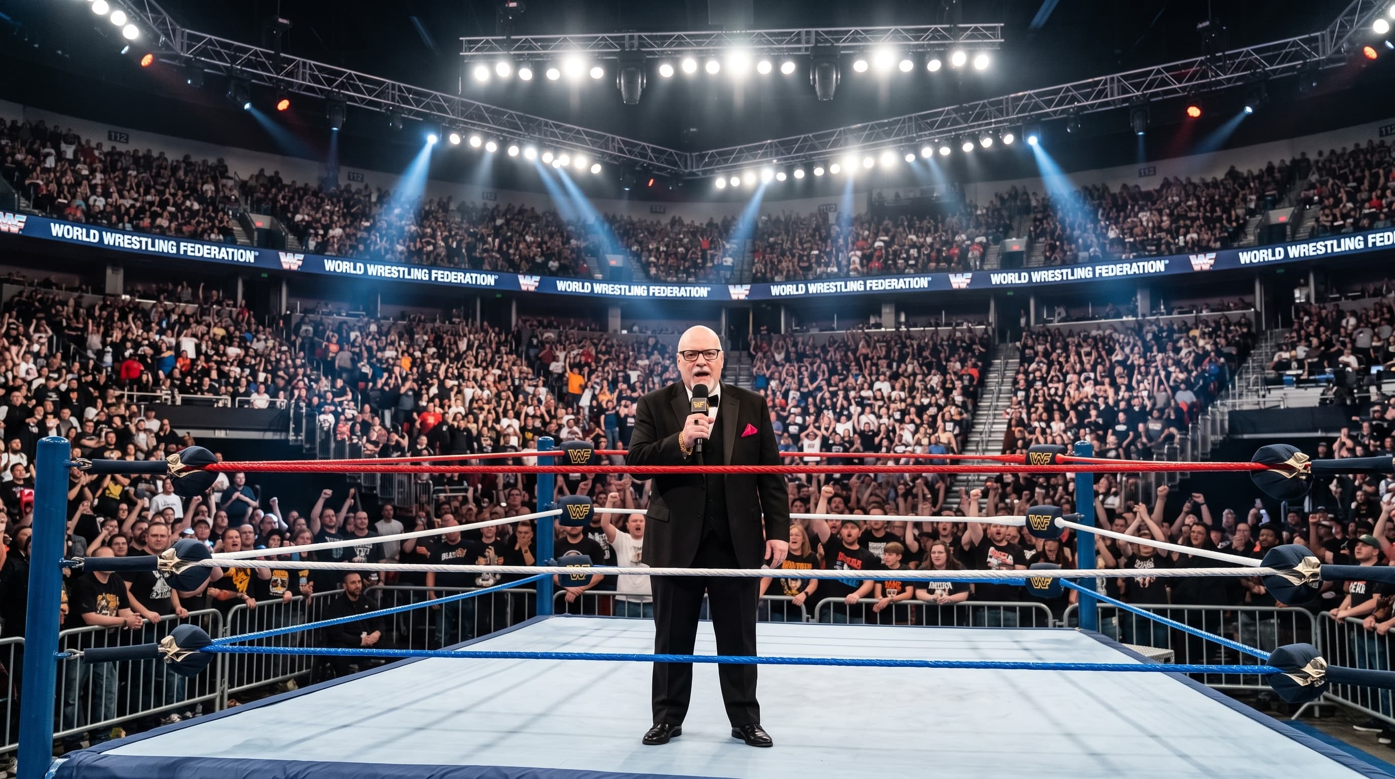 Dino Puglia announcing in the ring